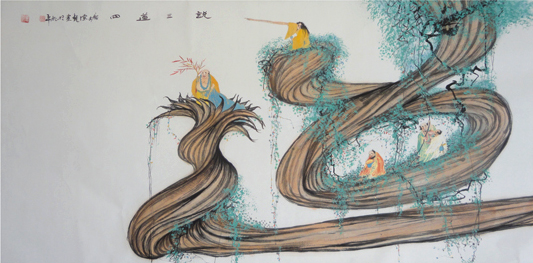 说三道四 136×68cm 2008年作